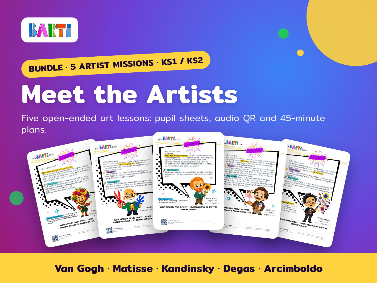 Meet the Artists: 5 Open-Ended Art Lessons for KS1/KS2 (Bundle)