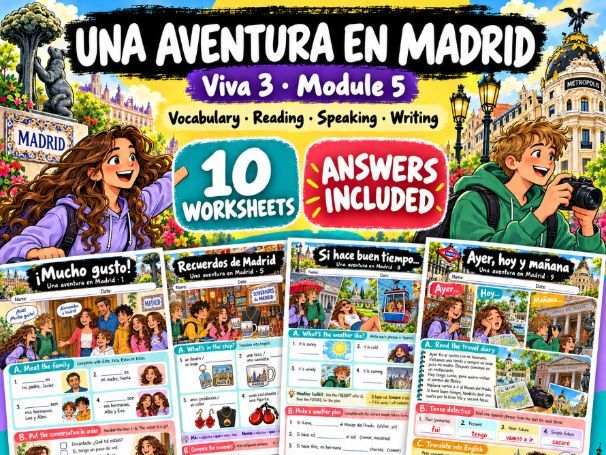 Viva 3 Module 5 – Una aventura en Madrid | Spanish Worksheets & Answers