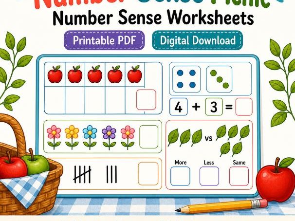 Number Sense Picnic | Number Sense Worksheets | Printable PDF | Digital Download