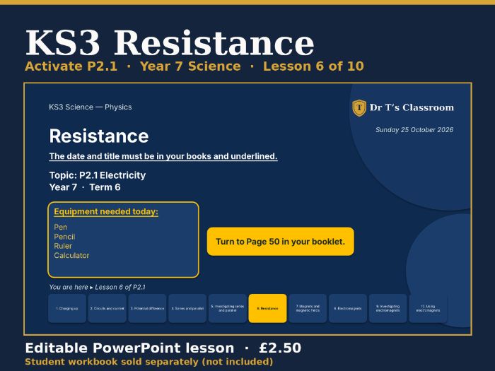 KS3 Activate P2.1 Electricity: Resistance