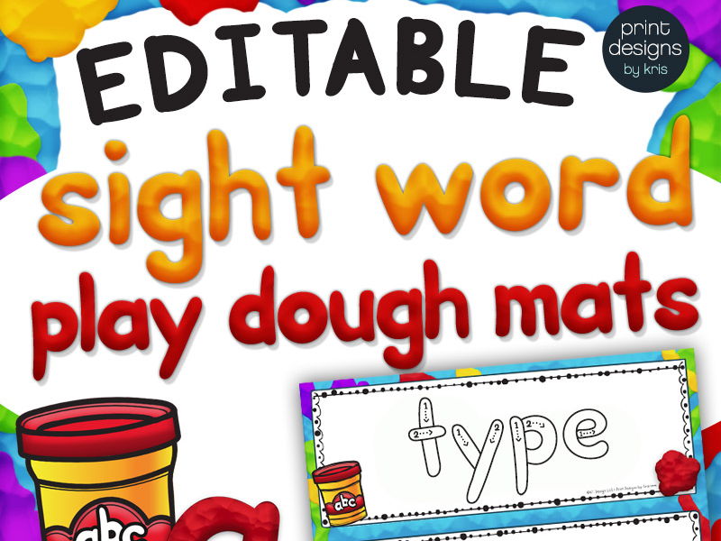 Editable Playdoh Sight Word Mats with Custom Clay Font Teaching Resources
