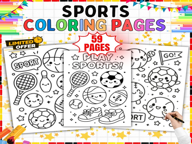 Sports Coloring Pages | 59 Sheets | PE and Field Day Printables for Kids