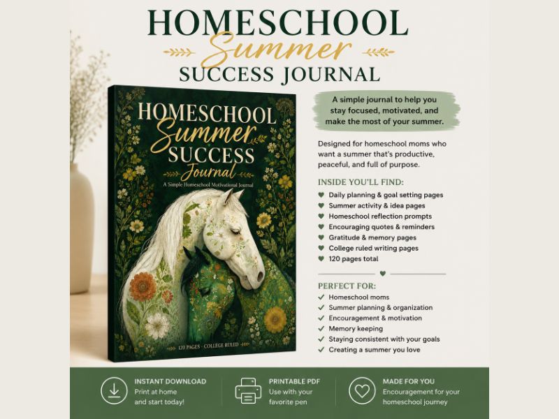 120-Page Homeschool Summer Success Journal Printable PDF for Homeschool Parents & Educators | Summer