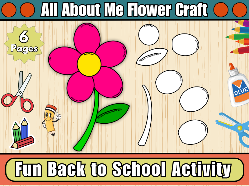 All About Me Flower Craft-Flower Fun Activity for the First Day of School-Sheets