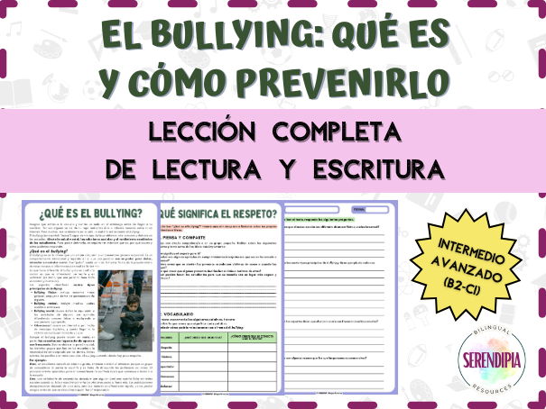 Bullying/Acoso escolar Lectura | Bullying Prevention SPANISH Reading Activities |Spanish level B2-C1