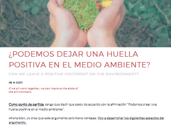 Spanish Opinion Piece: The Environment (El medioambiente)