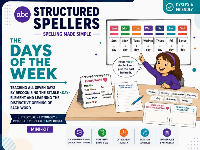 Structured Spellers - The Days of the Week | Structured Literacy Spelling Intervention