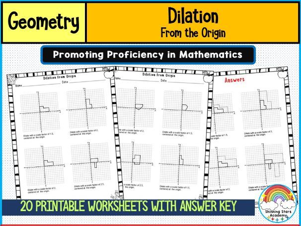 Dilation from Origin Worksheets | Geometry Transformations Practice