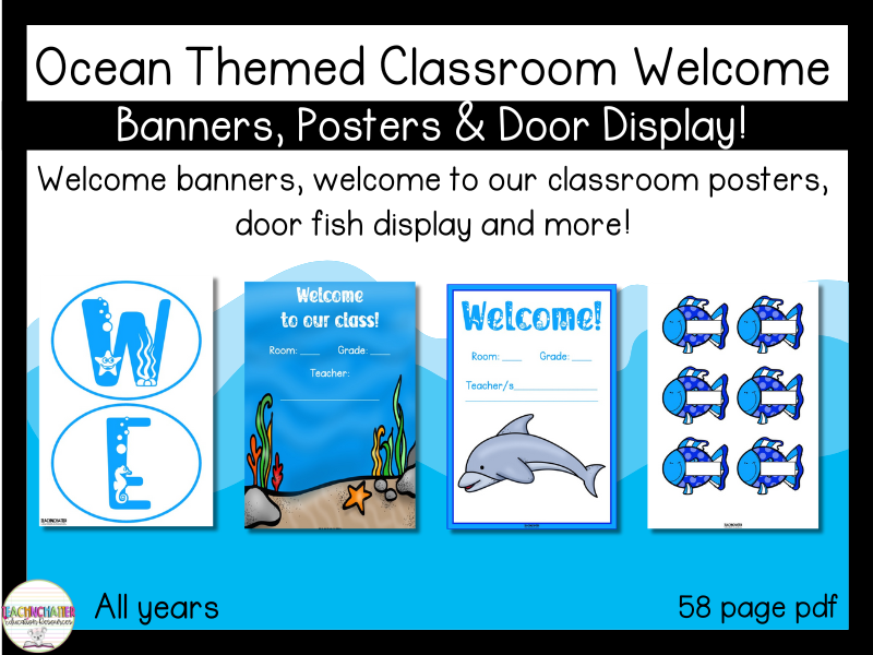 Classroom Welcome Posters Ocean themed
