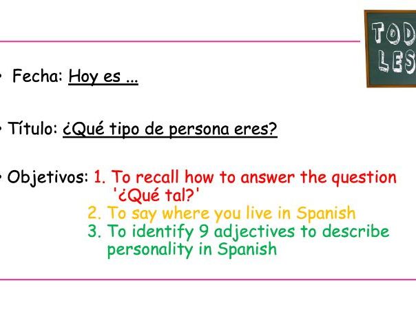KS3 Spanish Viva 1 - Mi Vida L2: ¿Qué tipo de persona eres? (PPT)