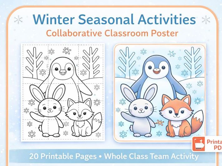 Winter Seasonal Activities – Collaborative Poster (Snowman Scene)