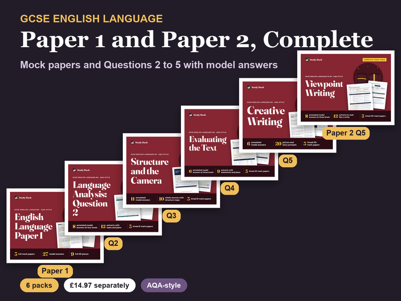 GCSE English Language Complete: Paper 1 and Paper 2, Questions 2 to 5 (AQA-style)