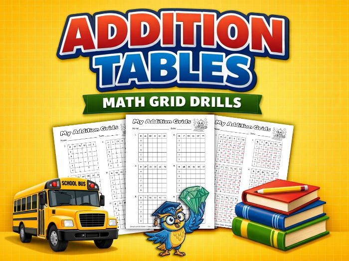 Addition Grid Drills Mental Maths KS1KS2