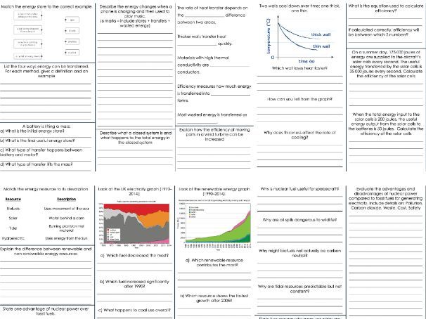 GCSE Combined Science (Physics) – Conservation of Energy Revision Workbook