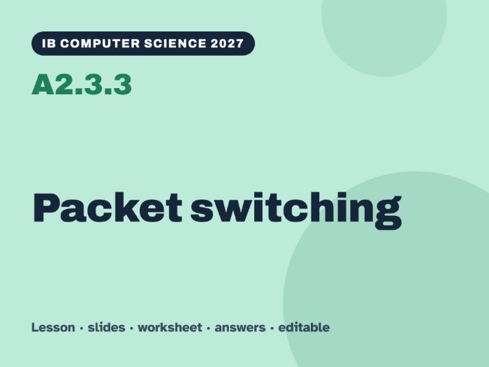IB Computer Science 2027 – A2.3.3 Packet switching – Lesson & Worksheet