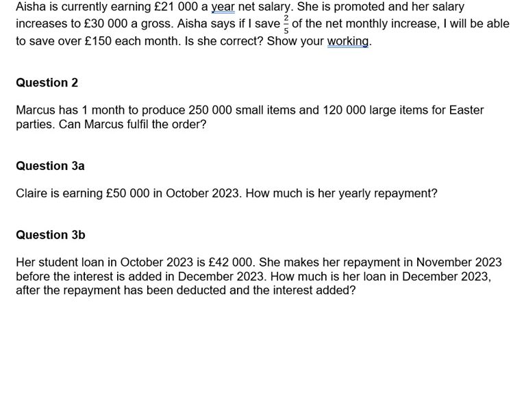2026 AQA Core Maths Pre-release Questions 3 sets for paper 1, 3 sets for paper 2