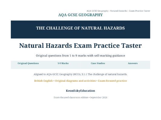 AQA GCSE Geography – The Challenge of Natural Hazards: Exam Practice Taster | 1–9 Mark Questions