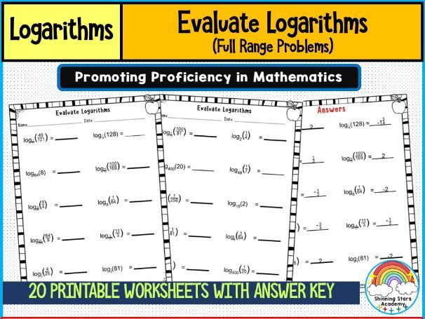 Logarithm Full Range Problems Worksheets