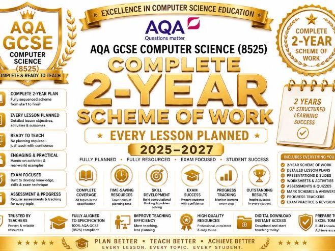 AQA GCSE Computer Science (8525) — Complete 2-Year Scheme of Work | Every Lesson Planned