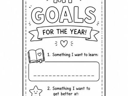 Back to School Bookmark- Goals for the Year Colouring Template