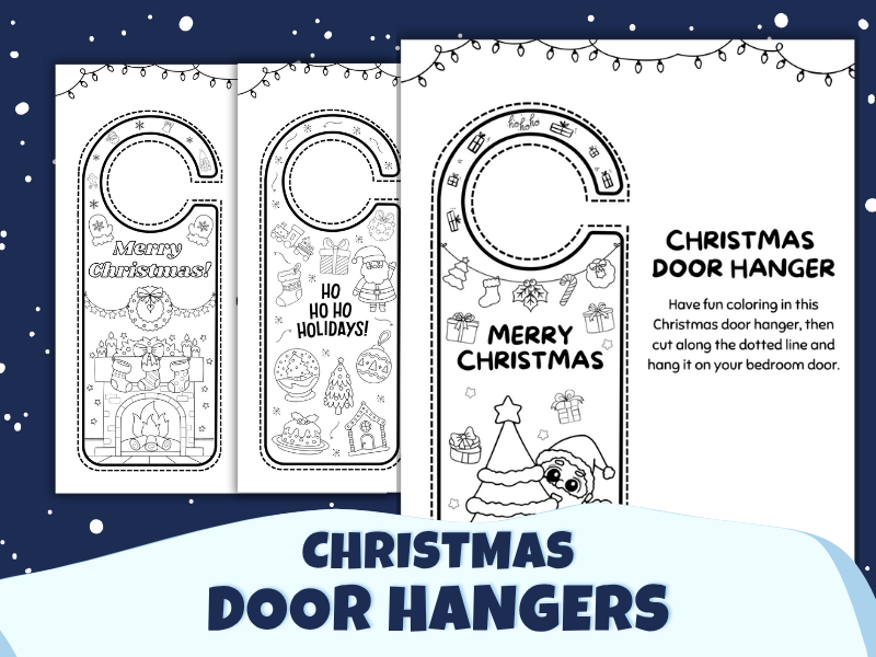 Christmas Door Hangers - A Fun Coloring Page Activity