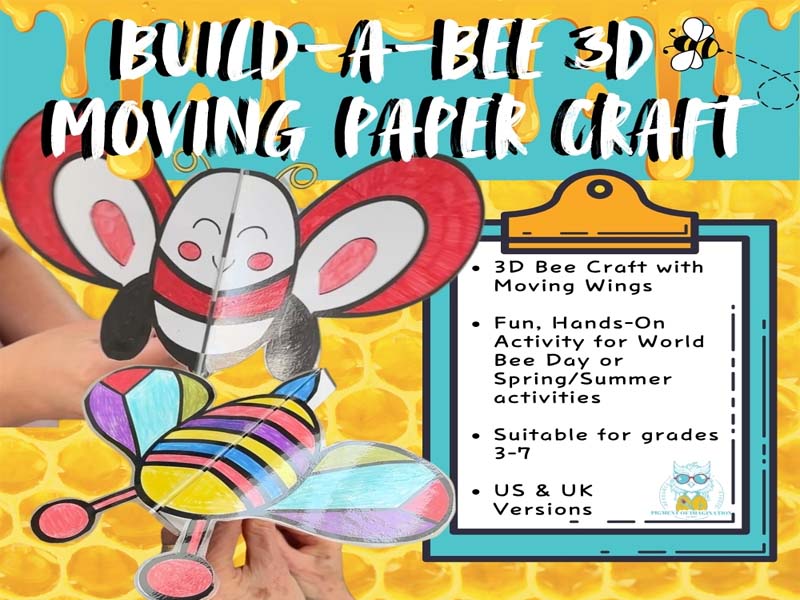 Bee Craft 3D Model with Moving Wings – KS2–KS3 Activity