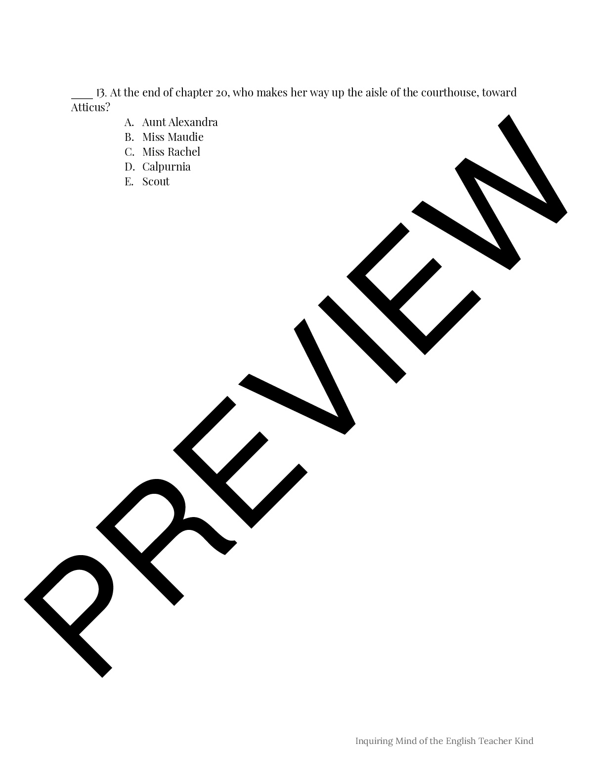 To Kill A Mockingbird Quiz Chapters 19 20 Teaching Resources