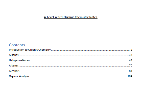 AQA A-Level Chemistry - Year 1 Organic Chemistry Revision Notes