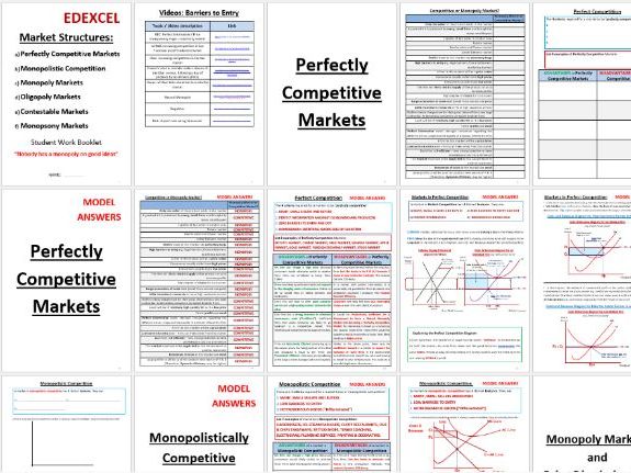 EDEXCEL Market Structure - Perfect Competition, Monopolistic Comp, Monopoly, Oligopoly, Contestable,