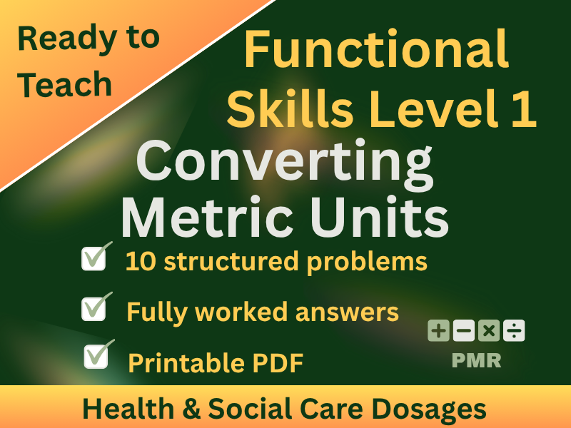 Functional Skills Converting Metric Units L1 Worksheet