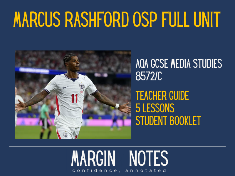AQA GCSE Media Studies | Marcus Rashford CSP | 5 Lessons + Revision Booklet (8572)