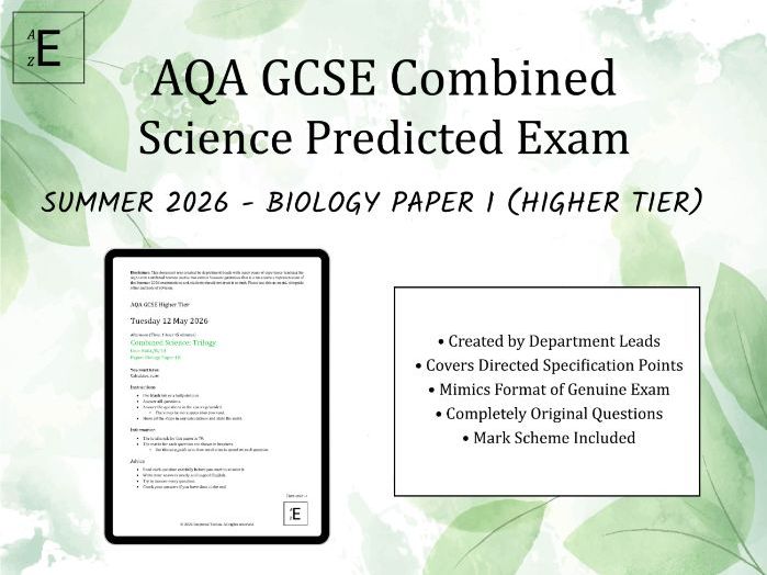 Summer 2026 GCSE Combined Science Predicted Exam - AQA Biology 1H (Higher Tier)