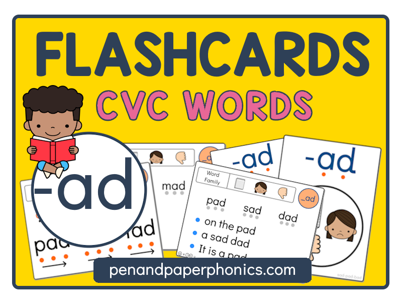 -AD CVC Word Family Reading Flashcards
