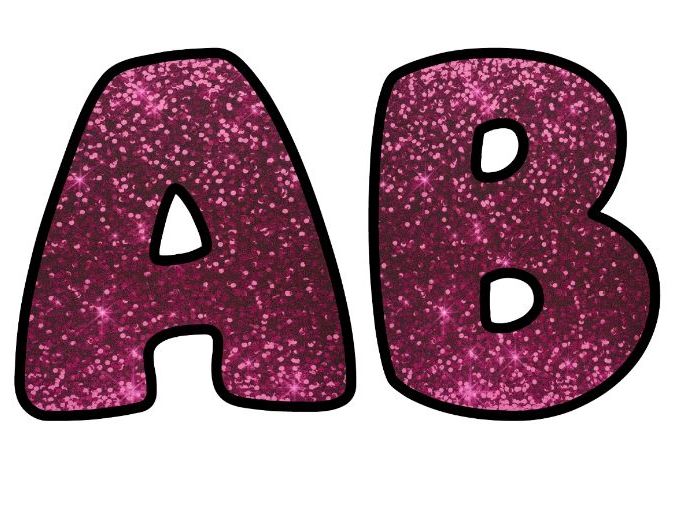 Pink Glitter Art Sparkle Classroom Display | Lettering Set | Whole Alphabet A-Z and 0-9