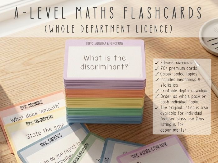 DEPARTMENT LICENSE | ULTIMATE A-Level Maths Revision Bundle | 70+ Flashcards | Edexcel