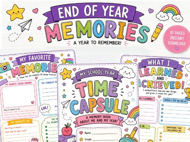 End of Year Memory Book | School Year Time Capsule