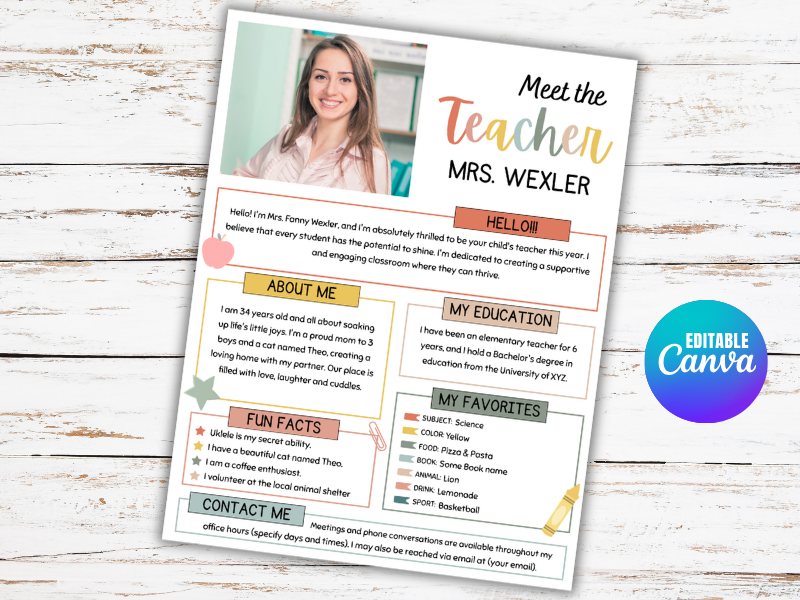 Editable Meet The Teacher Boho Classroom Template | Back to School | All About Your Teacher