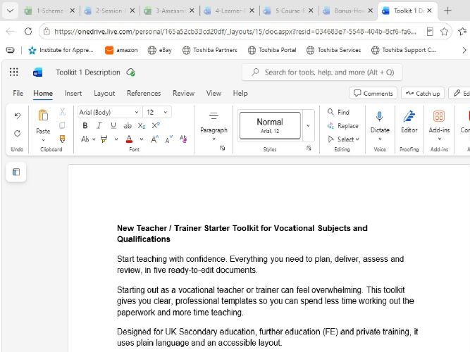 New Teacher / Trainer Starter Toolkit for Vocational subjects and qualifications