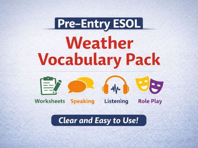 Pre-Entry Adult ESOL Weather Worksheets – Vocabulary, Listening & Speaking