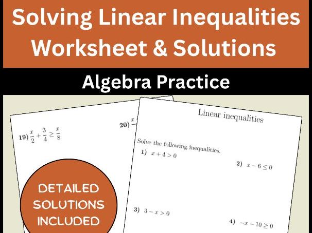Solving Linear Inequalities Worksheet & Solutions | Algebra Practice