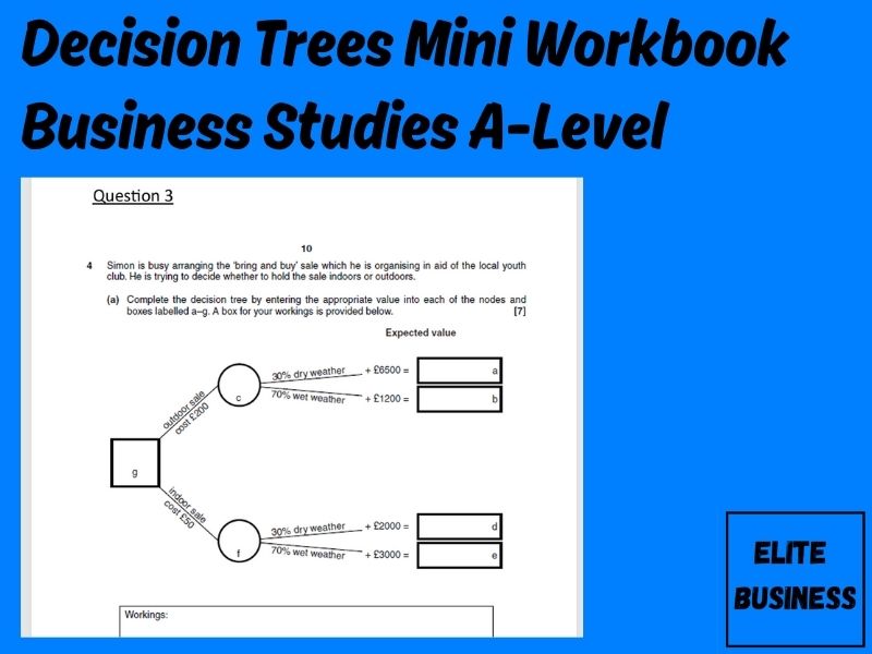 Decision Trees Mini Workbook A-Level Business | Teaching Resources