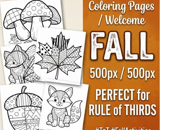 Doodle Art Fall Coloring Pages autumn Activities pumpkins, leaves, mushrooms