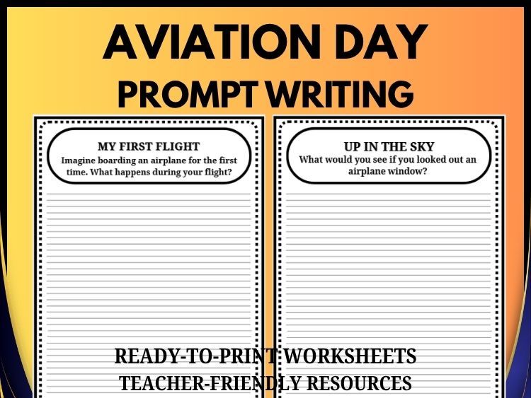 National Aviation Day Writing Prompts | Grades 2–8 | 30 Creative Prompts