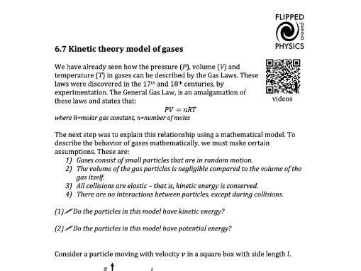 Kinetic theory model of gases
