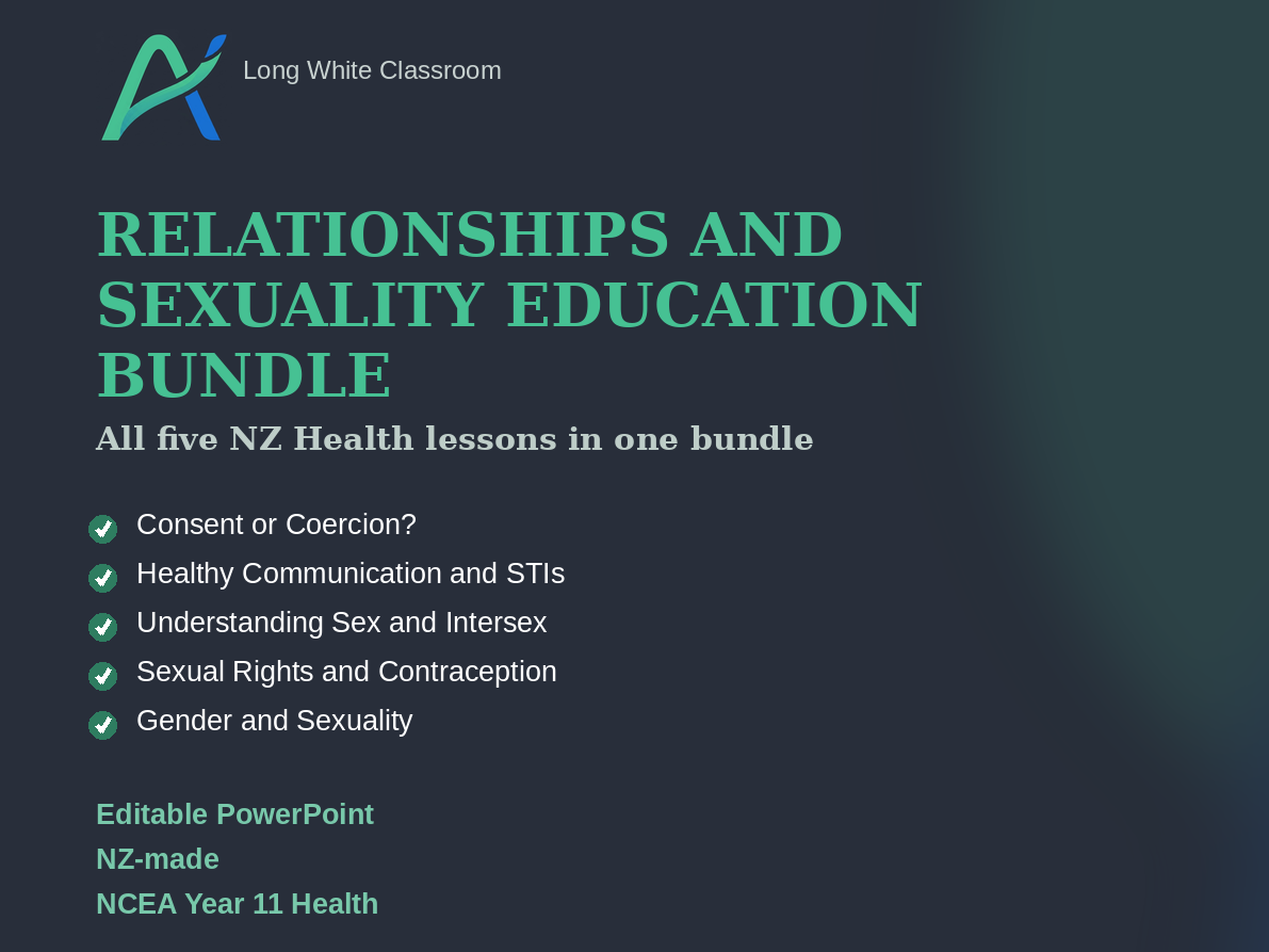 Relationships and Sexuality Education Bundle: 5 NCEA Health Lessons (Y11)