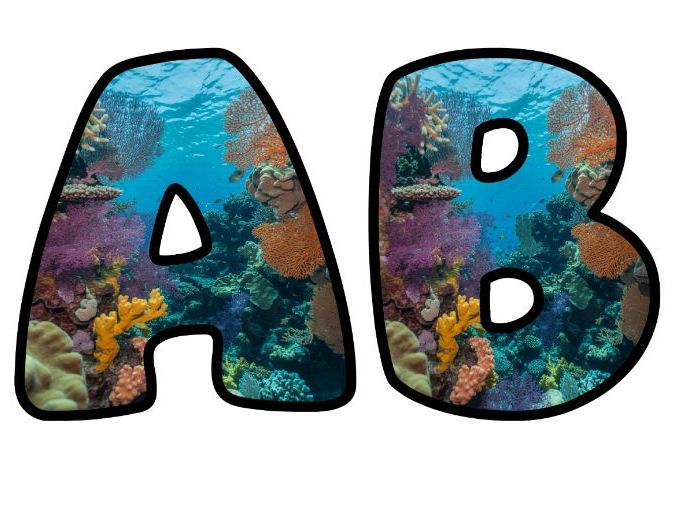 Underwater Explorers Ocean Alphabet Lettering Set | Classroom Display | Upper & Lowercase, 0-9