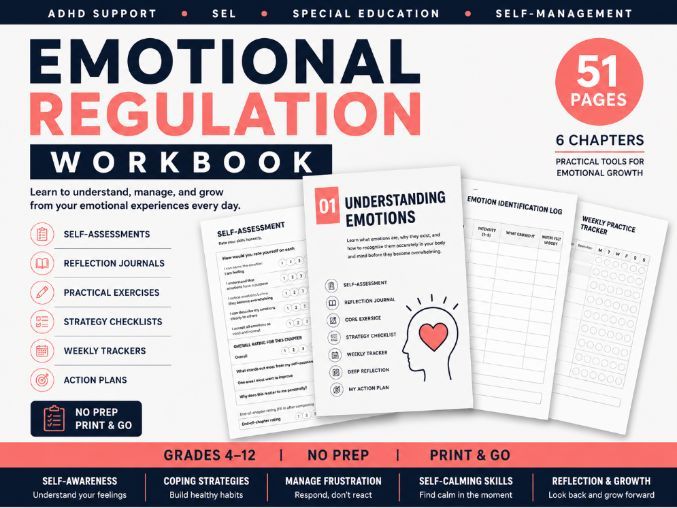 Emotional Regulation Workbook for Students | ADHD, SEL & Self-Management Activities