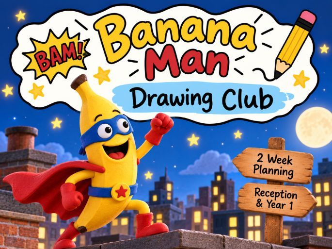 Bananaman Drawing Club Planning | EYFS, Reception & Year 1 | Colourful Semantics