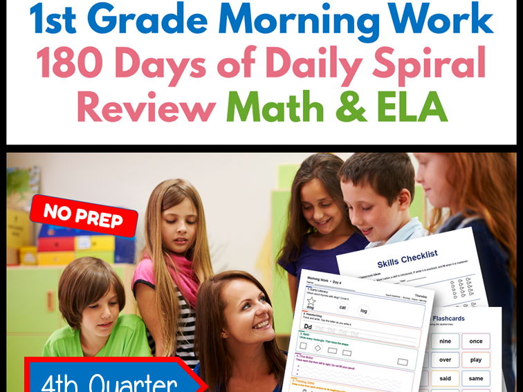 1st Grade Morning Work | 180 Days Daily Spiral Review | Math & ELA | 4th Quarter