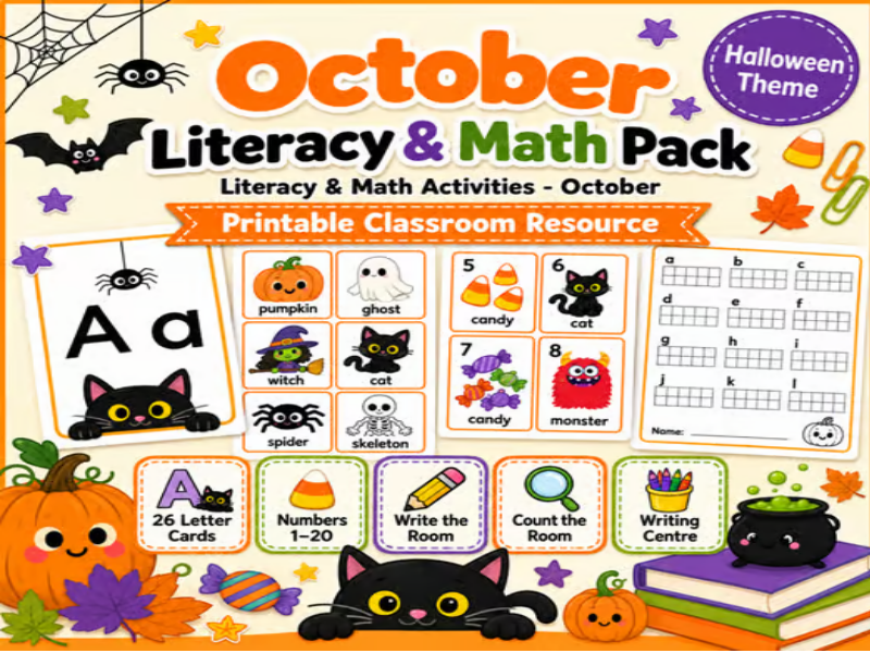 October - write the room - alphabet- count the room - fall - English - numbers